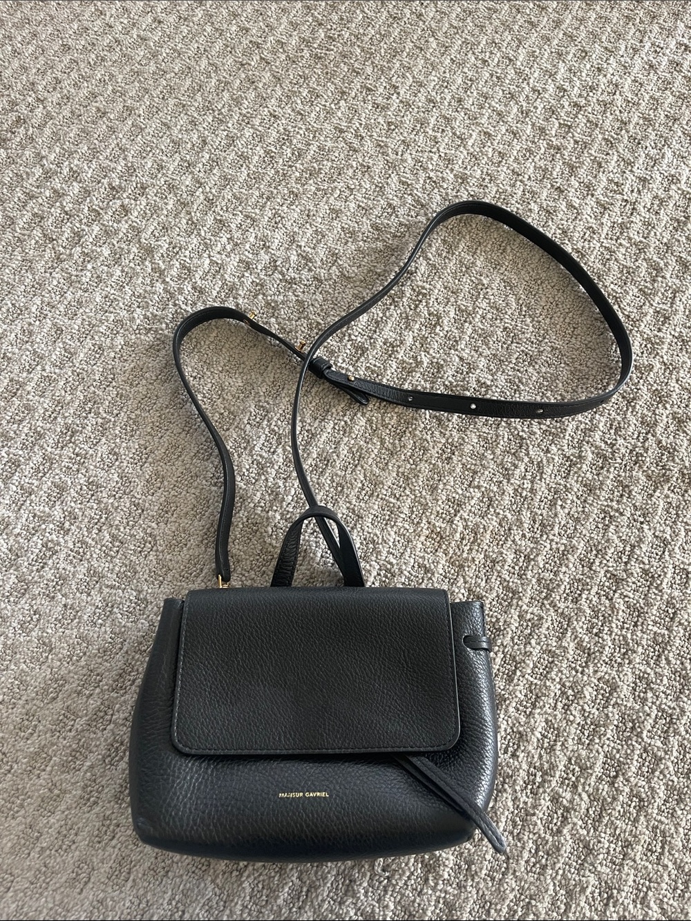 Mansur Gavriel Black Pebbled Leather Mini Crossbody